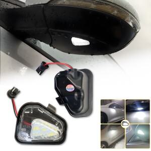 폭스바겐 호환 VW 파사트 CC EOS 시로코 제타 2009-용 2개 화이트 LED 사이드 미러 퍼들 라이트 커티시 램