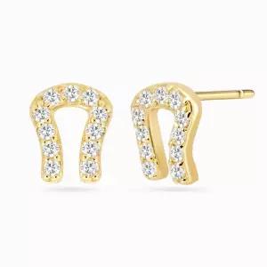 [모아르]18K 말발굽 큐빅 귀걸이