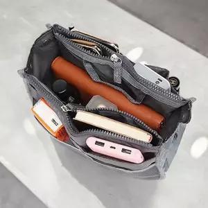 분리 014LVE95 수납 백인백 에코백 이너백 텀블러 파우치 립스틱 가방속 브러쉬 정리 무지 사각 손잡이 천