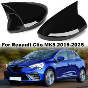 Renault Clio 5 Mk5 -2025 용 백미러 케이스 커버 플라스틱  윙 캡 광택 블랙 자동차 액세서리