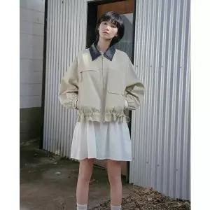 [LAP] 카_라 배색 스트링 점퍼 AS1WZ261 (P003771129)