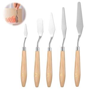 케이크 장식 주걱 5개, 프로스팅용 스테인리스 스틸 아파툴라 팔레트 나이프 베이킹 페이스트리 도구 퐁당 초콜릿용 오프세트 5개