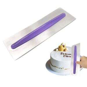 스테인리스 스틸 케이크 스크레이퍼 메탈 아이싱 스무더 폴리셔 장식용 빗 페이스트리 커터 퍼플 손잡이 9인치