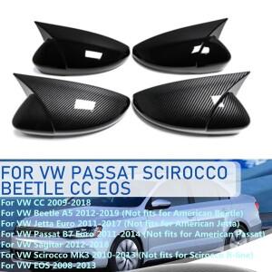 폭스 바겐 Passat B7 CC Scirocco MK3 Jetta MK6 EOS 백미러 캡 쉘용 블랙카본 사이드 커버 애드온