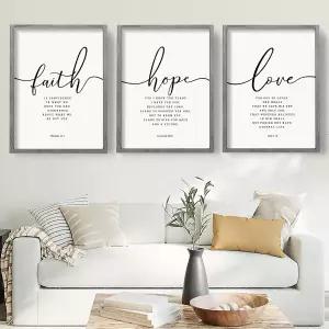 스타일 성경 구절 벽아트 3종 세트 11x14인치 거실 침실 인테리어 표지판 그레이