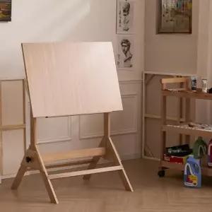 프리미엄 드로잉 제도판 설계 작업대 이젤 테이블 페인팅 책상 접이식 내추럴 우드