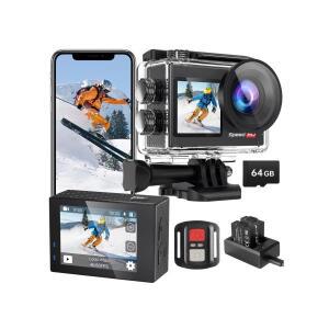 2025년형 4K 60fps 64MP/56MP 듀얼 스크린 170도 광시야각 야외용 WIFI 방수 마이크로 스포츠 캠 리얼 5K