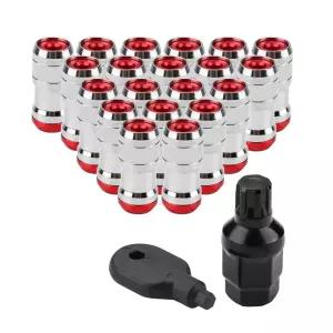 치일루 M12x1.5 러그 너트 20개의 PCS 휠 자동차 레이싱 드라이브 렌치 및 앨런 헥스 레드 나사