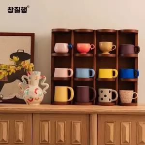 머그컵 선반 빈티지 컵 찻잔 진열대 정리대 카페