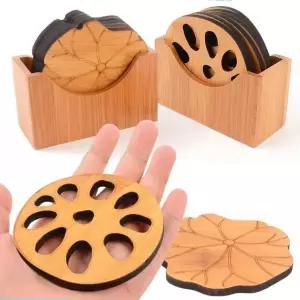 소재 찻잔 자연 코스터 컵받침 전통차 우드 나뭇잎 받침 티 연꽃