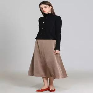 [오조크][오조크(OZOC)] 프릴 하프넥 버튼 니트 블라우스 (택가격 85000원)