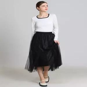 [오조크][오조크(OZOC)] 글리터 튤 레이어드 롱 스커트 (택가격 87000원)