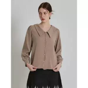 [하프클럽/오조크]진주 단추 카라 셔츠 (택가격 74000원)