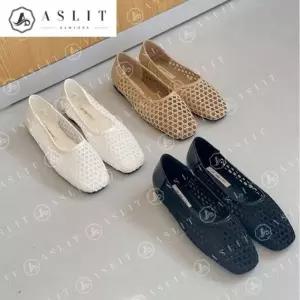 [애슬릿] 여성 플랫 슈즈 스퀘어토 봄 메쉬 펀칭 네트 발편한 단화