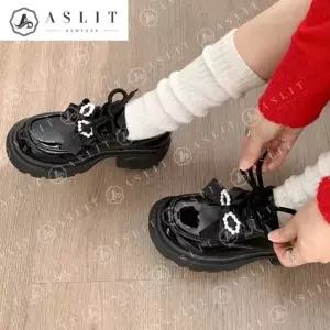 [애슬릿] 여성 로퍼 키높이 통굽 진주 리본 캐주얼 레이스업 봄