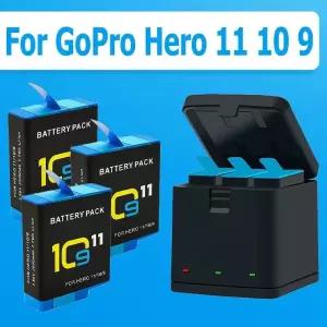 GoPro 11 10 9 용 2000mAh 배터리 Hero9 충전식 리튬 이온 팩 카메라 보관