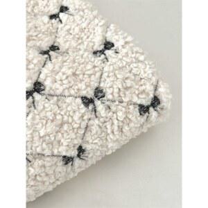 리본자수 뽀글이 양털원단 램스울 보우노트 자수 원단