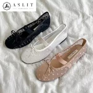 [애슬릿] 여성 플랫 슈즈 메리제인 봄여름 하트 메쉬 리본 발편한