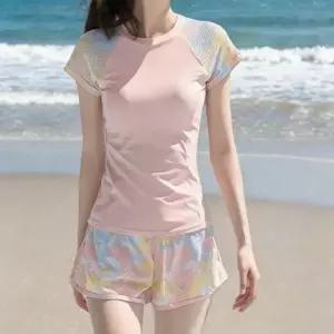 여성 물놀이 투피스 비키니 수영복 반팔 상의 팬티 세트