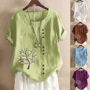 티셔츠 나무프린트 CESS 린넨 린넨티셔츠 9142 (KYR-WD85FAF)