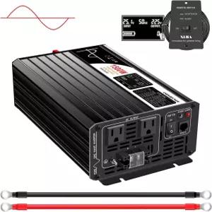 Xijia 1500W 순수 사인파 인버터 48V ~ 120V 가정용 태양광 시스템 원격 및 블루투스 제어 트럭 캠핑 2 AC