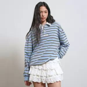 WOMAN 멀티 스트라이프 럭비 티셔츠 [SKY BLUE] / GF1LTS514