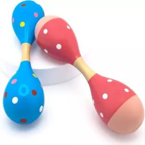 잘레니 나무 마라카스 대형 양머리 마라카 8.6인치 손 타악기 악기 장난감 세트 파티 페스티벌 카니발 2개