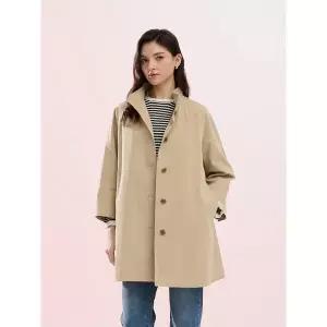 [하프클럽/]라글란 셔링 밴드넥 트렌치코트