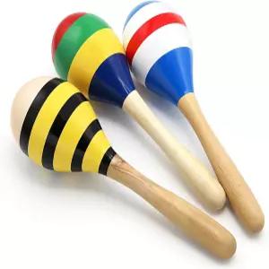 잘레니 우드 파티 마라카스 신코 데 마요 컬러풀 피에스타 셰이커 래틀 노이즈 메이커 핸드 퍼커션 악기