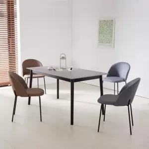 스칸디 1200 블랙 리노 4인용 포세린 통 세라믹 철제 원목 식탁세트