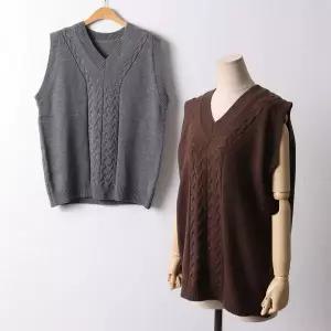 [나야홍]빅사이즈 602 데일리꽈배기니트조끼 DEBF711_P417681734