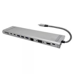12in1 허브 Type-c 도킹 스테이션 듀얼 HDMI 호환 VGA 오디오 TF/SD 이더넷 PD USB C 노트북 PRO