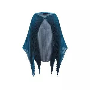 [조르지오아르마니] 원 버튼 플리츠 케이프 숄 블루 149761191