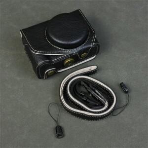 Canon PowerS 레트로 인조 가죽 보호 케이스 호환  고 카메라 가방 어깨 끈이 스크래치 방지 낙하