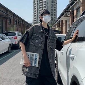 남성 청조끼 데님 민소매 자켓 그레이 연청 간절기 바이크 주머니