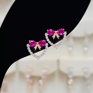 [볼라레]피에스타 루비리본 하트 은침귀걸이 FP1691