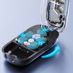 휴대호환  2 3 4 알약 커터  보관함 재사호환  가능한 리유저블 약통 정확한 정렬 기능 포함