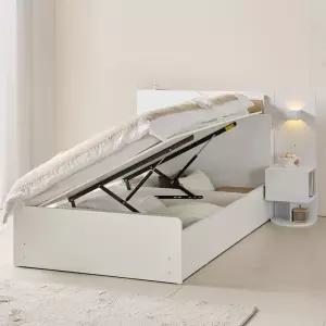 상일리베가구 라운디 호텔형 LED 반자동 리프트업 수납 침대프레임 SS(슈퍼싱글)+협탁1EA