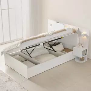 상일리베가구 라운디 호텔형 LED 반자동 리프트업 수납 침대프레임 SS(슈퍼싱글)+협탁2EA