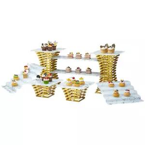 북유럽 골드 디저트트레이 사각 원형 하트 디저트 디스플레이 플레이팅