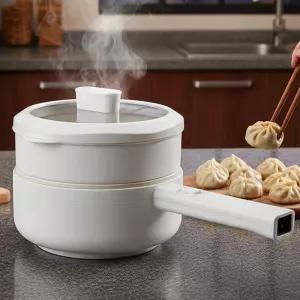 세라믹 멀티쿠커 2단 찜기 라면포트 2.2L 전기냄비