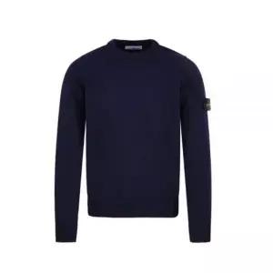 [스톤아일랜드] 레귤러핏 램스울 크루넥 남성 니트 블루 58402321