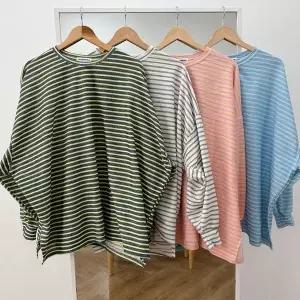 [하프클럽/]빅사이즈티 X259L602 루즈가오리줄지티셔츠 GB