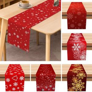 파티용품 크리스마스 테이블 러너 식탁 레드 겨울 화이트 눈송이 긴 식탁보 메리 플래그 홈 장식