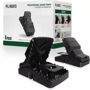 필페스코 6종 전문 등급 초대형 쥐 스냅 트랩 마우스 재사용 가능한 실내 및 실외 해충 방제 설치류