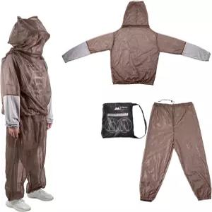 모기장 수트 재킷 후드 팬츠 가볍고 통기성이 좋은 남성 및 여성용 메쉬 의류 낚시 하이킹에 이상적입니다.