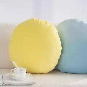 모찌 쿠션 베게 40cm 벨벳 사무실 소파 파스텔 옐로우 직경