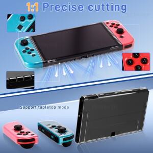 닌텐도 호환 스위치 OLED 게임 콘솔 조이패드호환  TPU 분리형 보호 케이스 투명 스킨 커버 클리어 프레임