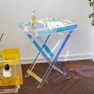 북유럽 투명 아크릴 접이식 사각형 트레이 가정용 거실 고스트체어 색상별 400 미드센츄리