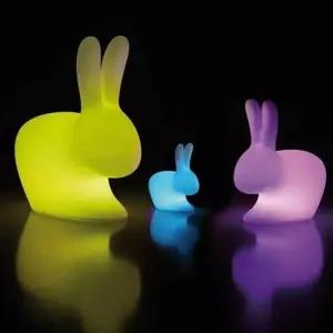 야외 토끼 장식 모델-소형 화이트 PE 발광 벤치 전기 조명 피규어 스툴 의자